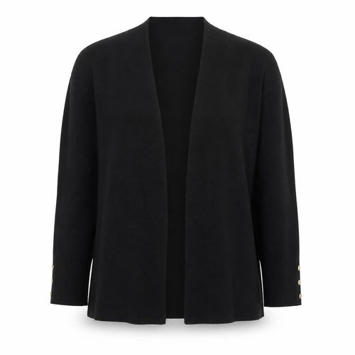 Cyrus Womens Black L Lightweight Open Knit Long Sleeve Cardigan