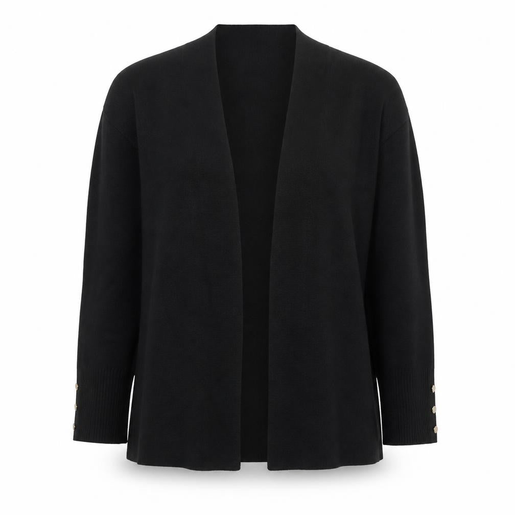 Cyrus Womens Black L Lightweight Open Knit Long Sleeve Cardigan