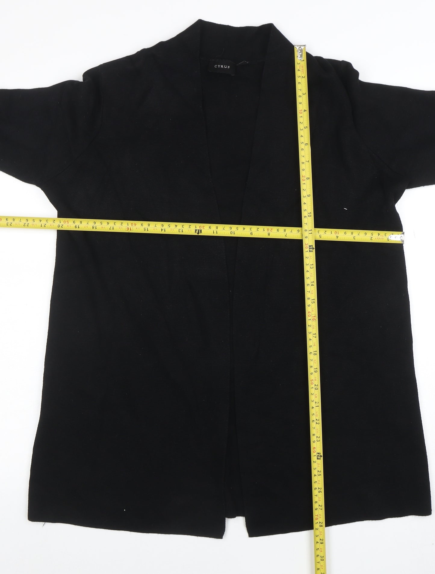 Cyrus Womens Black L Lightweight Open Knit Long Sleeve Cardigan