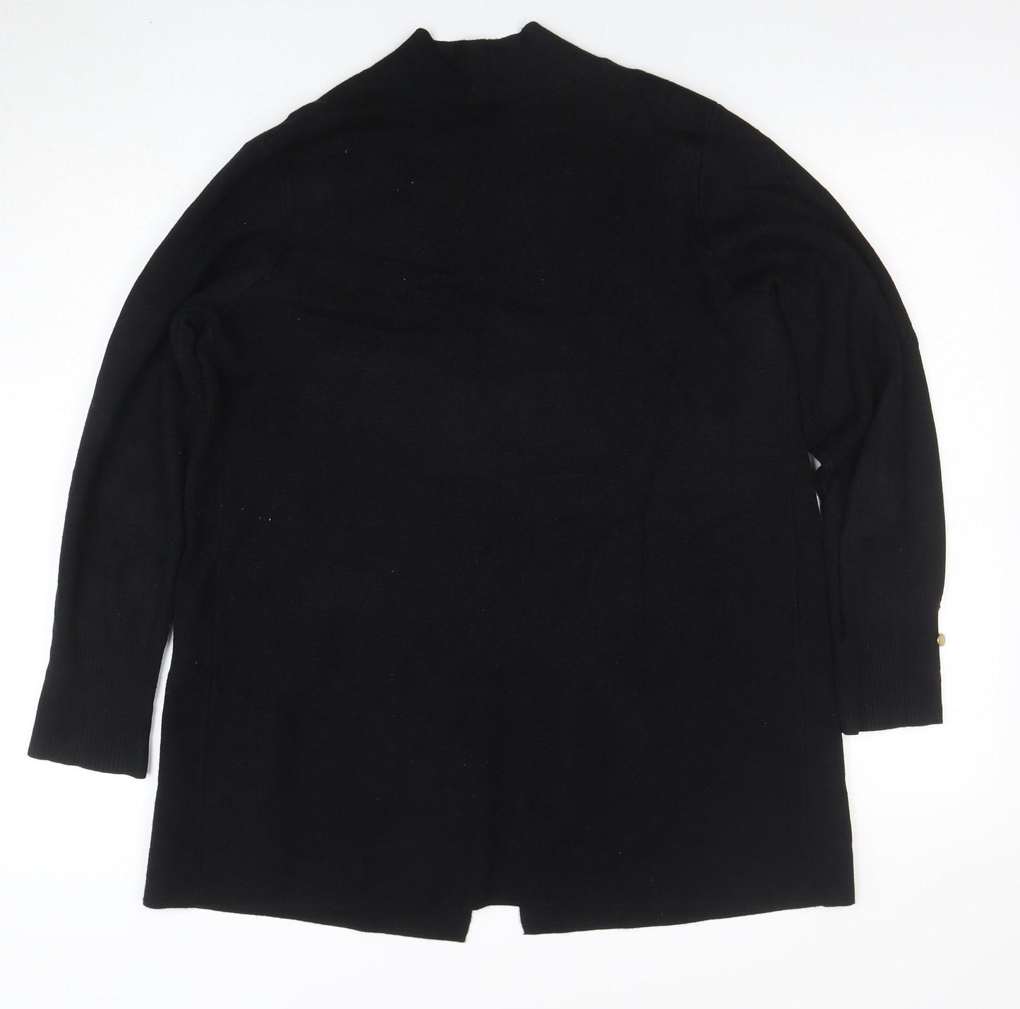 Cyrus Womens Black L Lightweight Open Knit Long Sleeve Cardigan