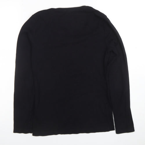 Tommy Hilfiger Women Black V-Neck Cotton Jumper M