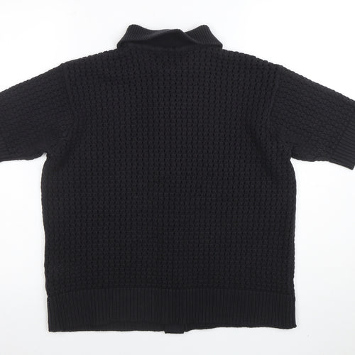 Marks and Spencer Women Black Size 12 Short Sleeve Button Cardigan