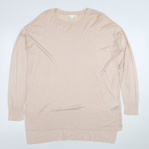 H&M Women’s Beige Knit Long Sleeve Tunic Jumper Size M