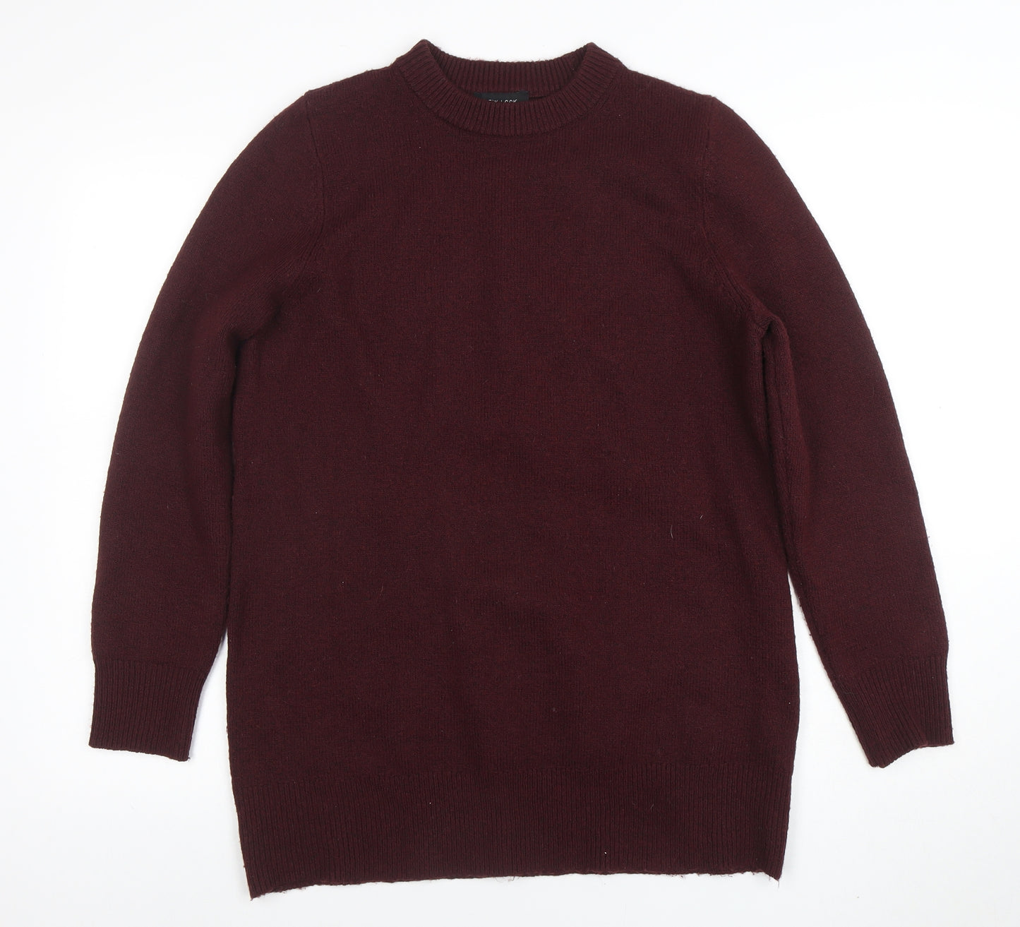 New Look Women's Burgundy Crew Neck Long Sleeve Jumper Size 10