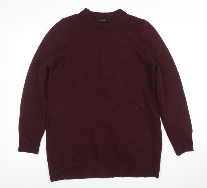 New Look Women's Burgundy Crew Neck Long Sleeve Jumper Size 10