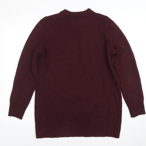 New Look Women's Burgundy Crew Neck Long Sleeve Jumper Size 10