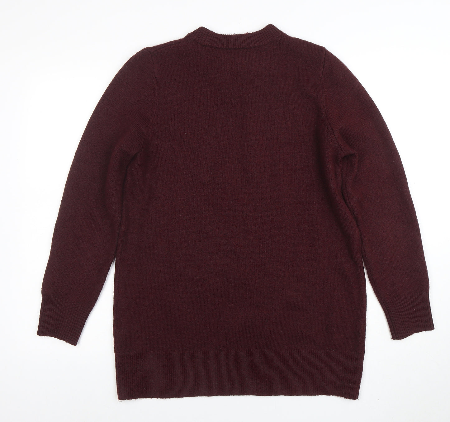 New Look Women's Burgundy Crew Neck Long Sleeve Jumper Size 10