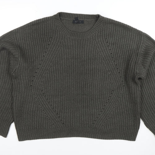 New Look Womens Grey Chunky Knit Crew Neck Pullover Jumper M