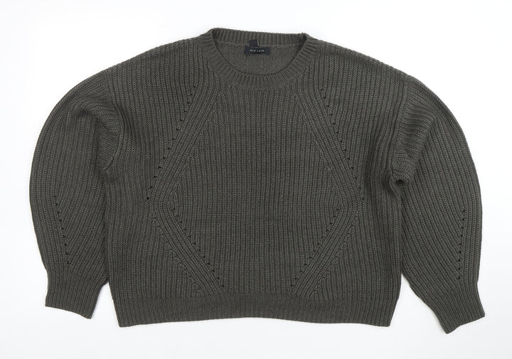 New Look Womens Grey Chunky Knit Crew Neck Pullover Jumper M