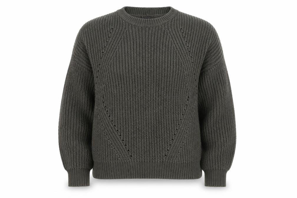 Front view of New Look women’s grey chunky knit crew neck jumper m