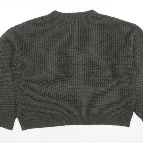 New Look Womens Grey Chunky Knit Crew Neck Pullover Jumper M