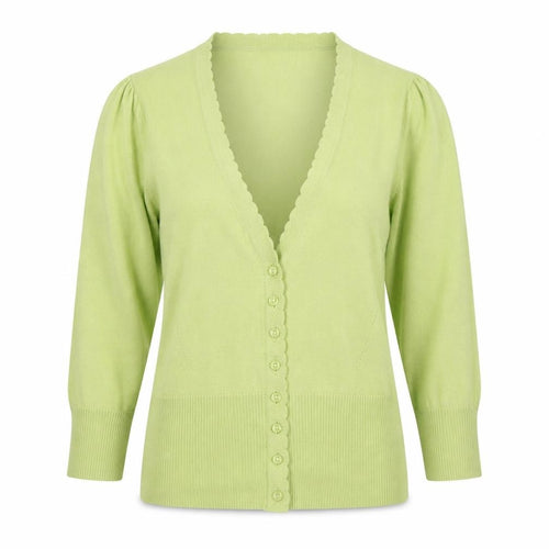 Pomodoro Women’s Green Cotton V-Neck Button Cardigan Size 10
