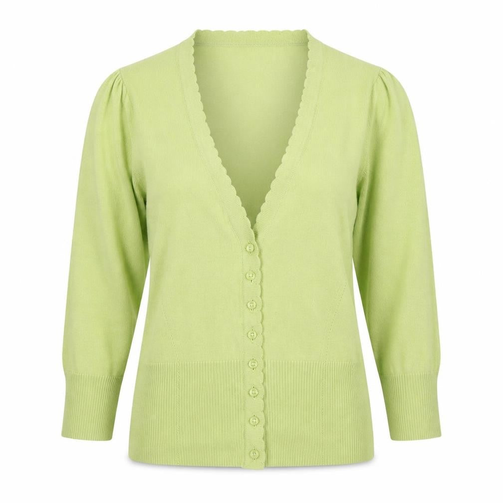 Pomodoro Women’s Green Cotton V-Neck Button Cardigan Size 10