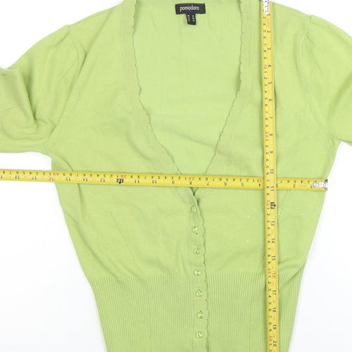 Pomodoro Women’s Green Cotton V-Neck Button Cardigan Size 10