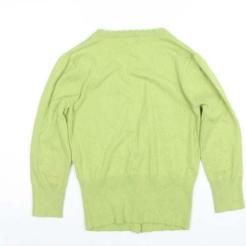 Pomodoro Women’s Green Cotton V-Neck Button Cardigan Size 10