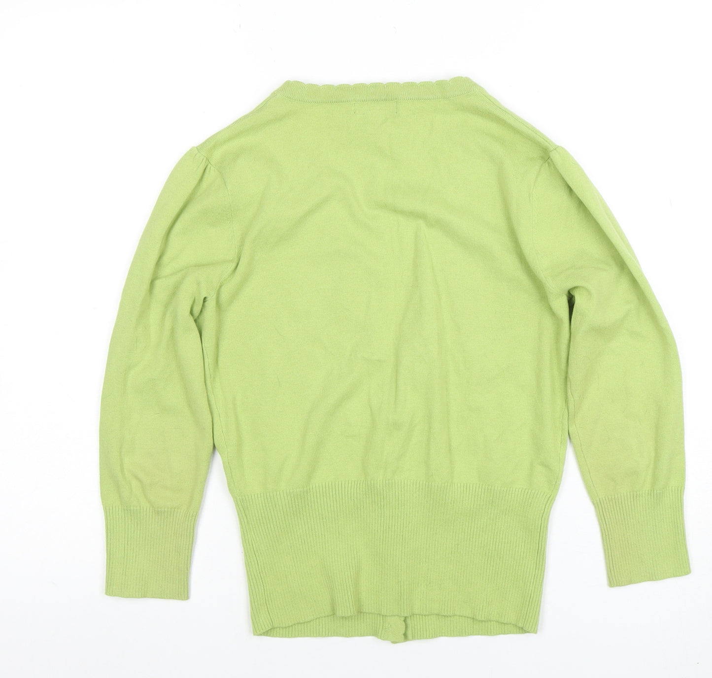 Pomodoro Women’s Green Cotton V-Neck Button Cardigan Size 10
