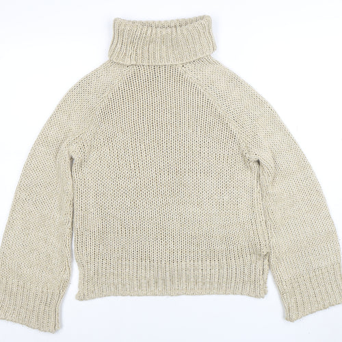 DIVIDED Women's Beige Roll Neck Chunky Knit Jumper XS