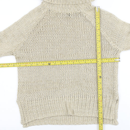 DIVIDED Women's Beige Roll Neck Chunky Knit Jumper XS