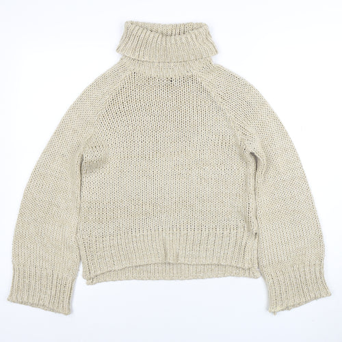 DIVIDED Women's Beige Roll Neck Chunky Knit Jumper XS