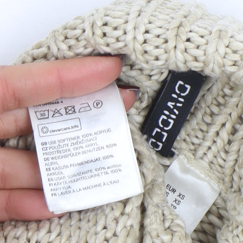 DIVIDED Women's Beige Roll Neck Chunky Knit Jumper XS