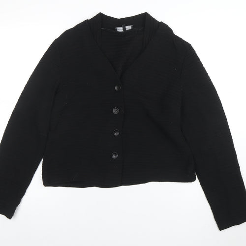 Evelin Brandt Berlin Women's Black Cotton V-Neck Cardigan Size 12