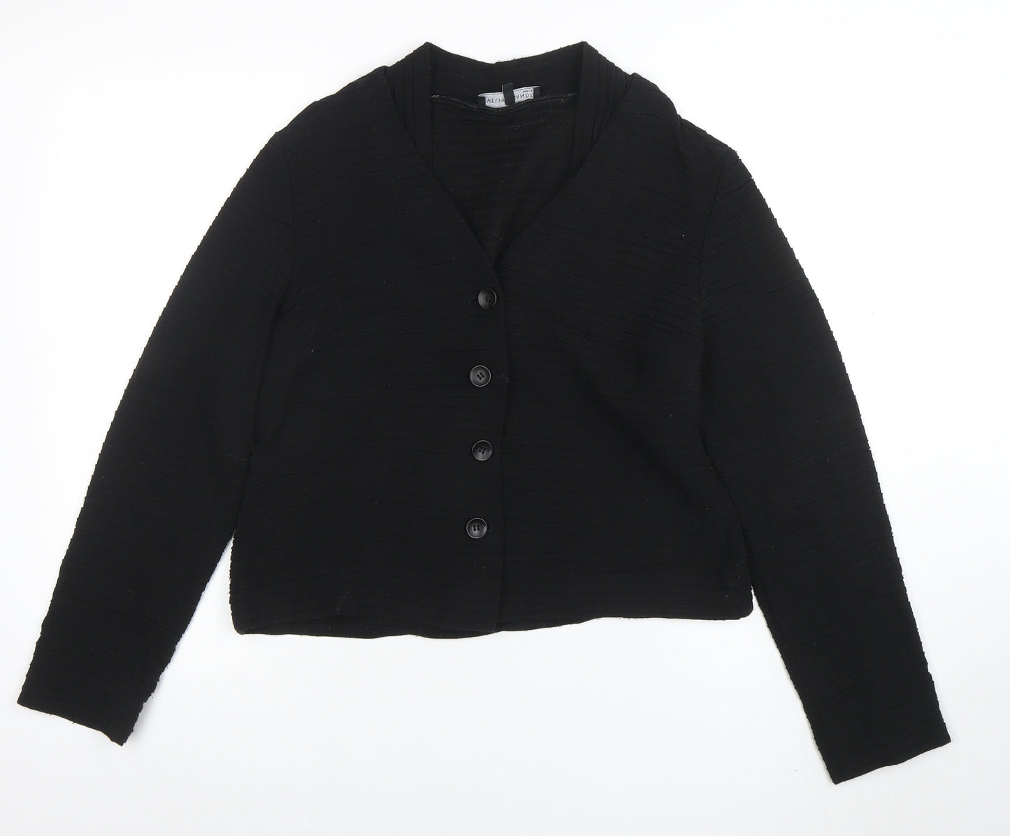 Evelin Brandt Berlin Women's Black Cotton V-Neck Cardigan Size 12
