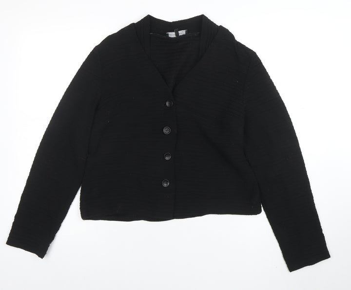 Evelin Brandt Berlin Women's Black Cotton V-Neck Cardigan Size 12