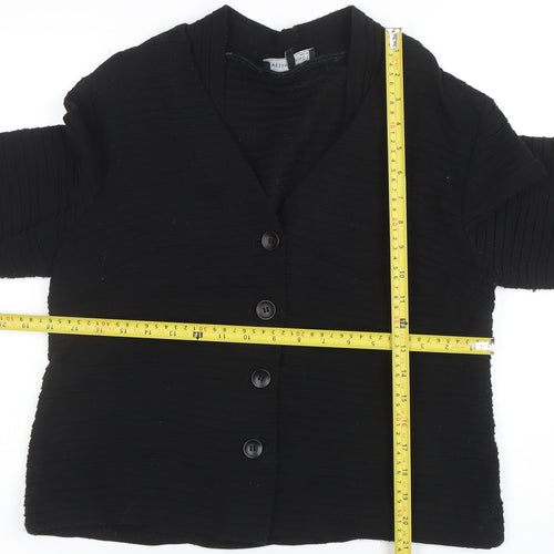 Evelin Brandt Berlin Women's Black Cotton V-Neck Cardigan Size 12