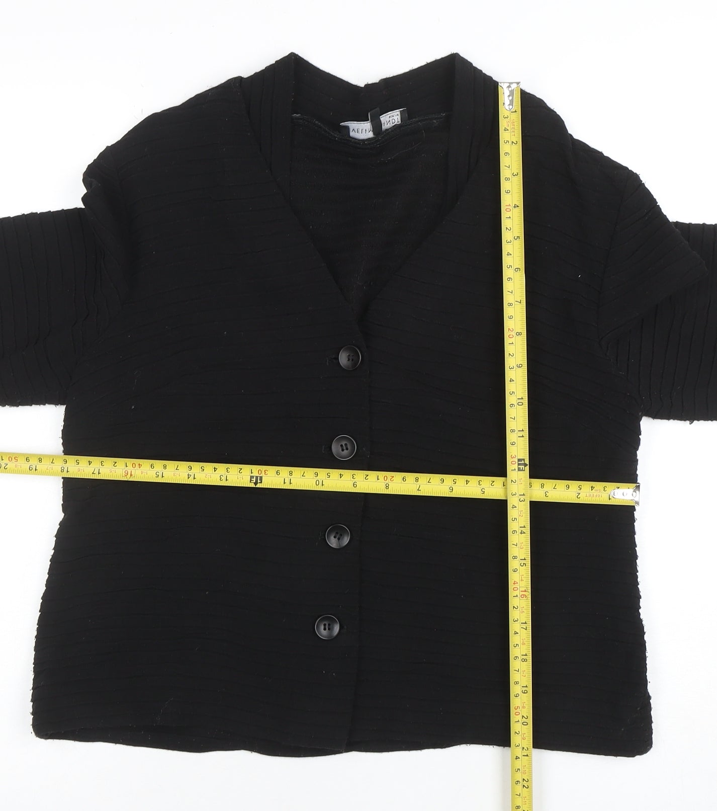 Evelin Brandt Berlin Women's Black Cotton V-Neck Cardigan Size 12