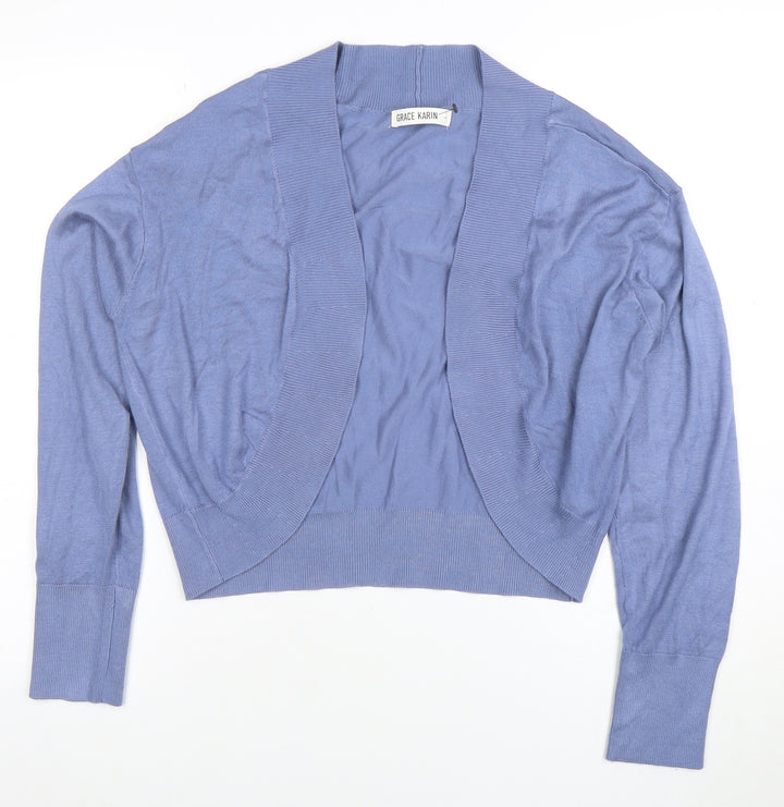 Grace Karin Womens Blue Knit Open Cardigan Size L Lightweight Casual