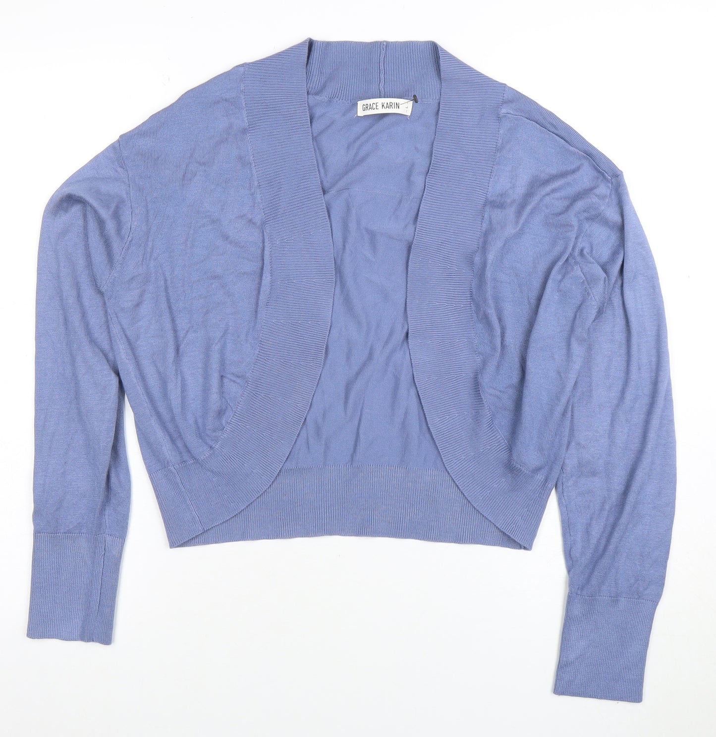 Grace Karin Womens Blue Knit Open Cardigan Size L Lightweight Casual