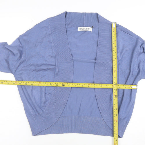 Grace Karin Womens Blue Knit Open Cardigan Size L Lightweight Casual