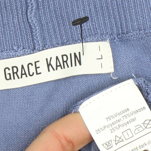 Grace Karin Womens Blue Knit Open Cardigan Size L Lightweight Casual