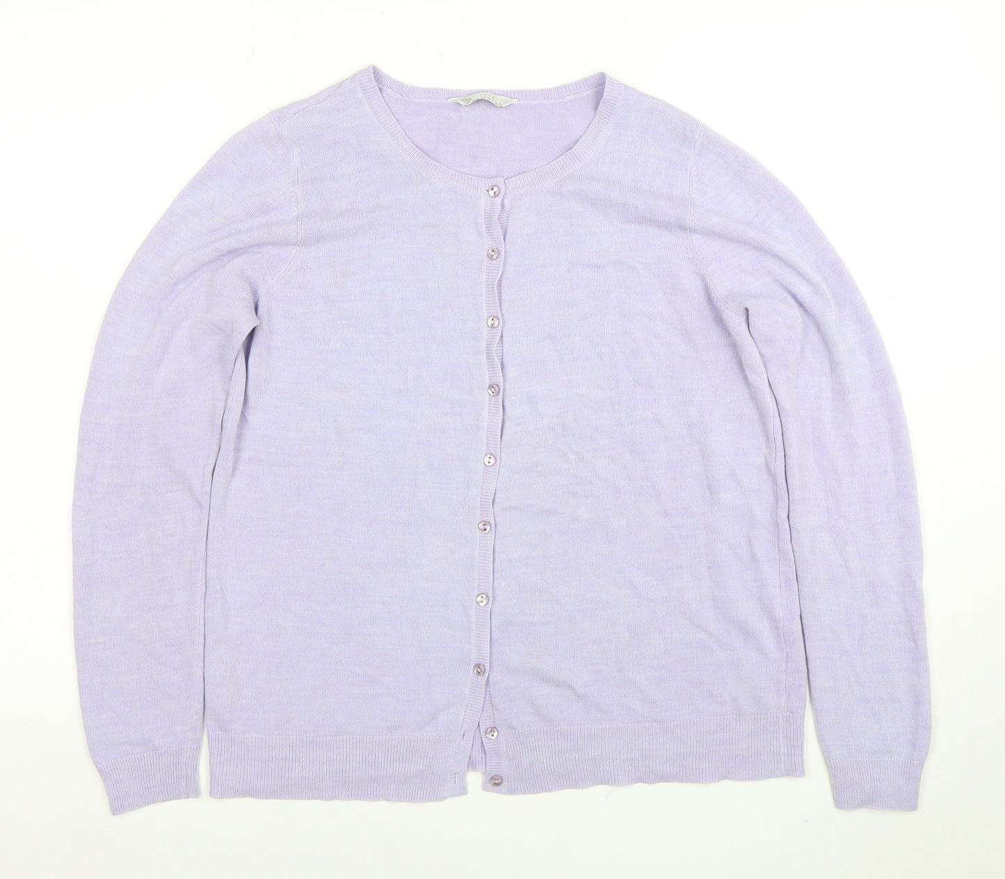 BHS Womens Purple Acrylic Long Sleeve Button Cardigan Size 14