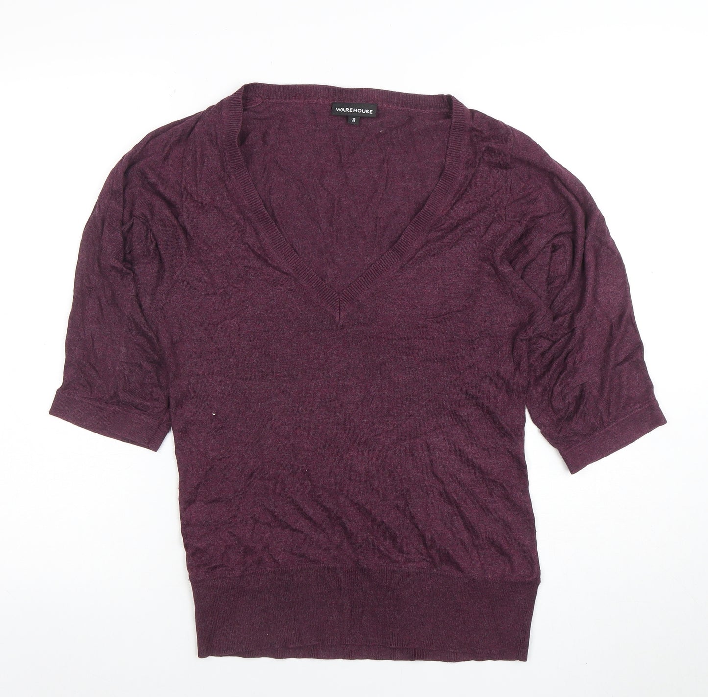 Warehouse Women’s Purple V-Neck Short Sleeve Knit Top Size 10
