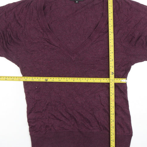 Warehouse Women’s Purple V-Neck Short Sleeve Knit Top Size 10