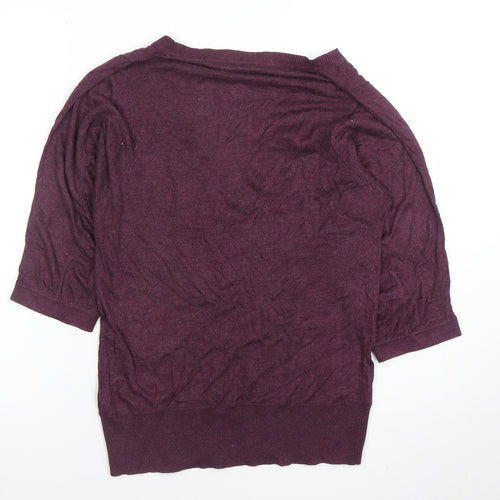 Warehouse Women’s Purple V-Neck Short Sleeve Knit Top Size 10
