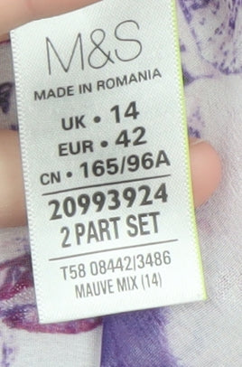 Marks and Spencer Women’s Multicoloured Floral Chiffon Blouse UK 14