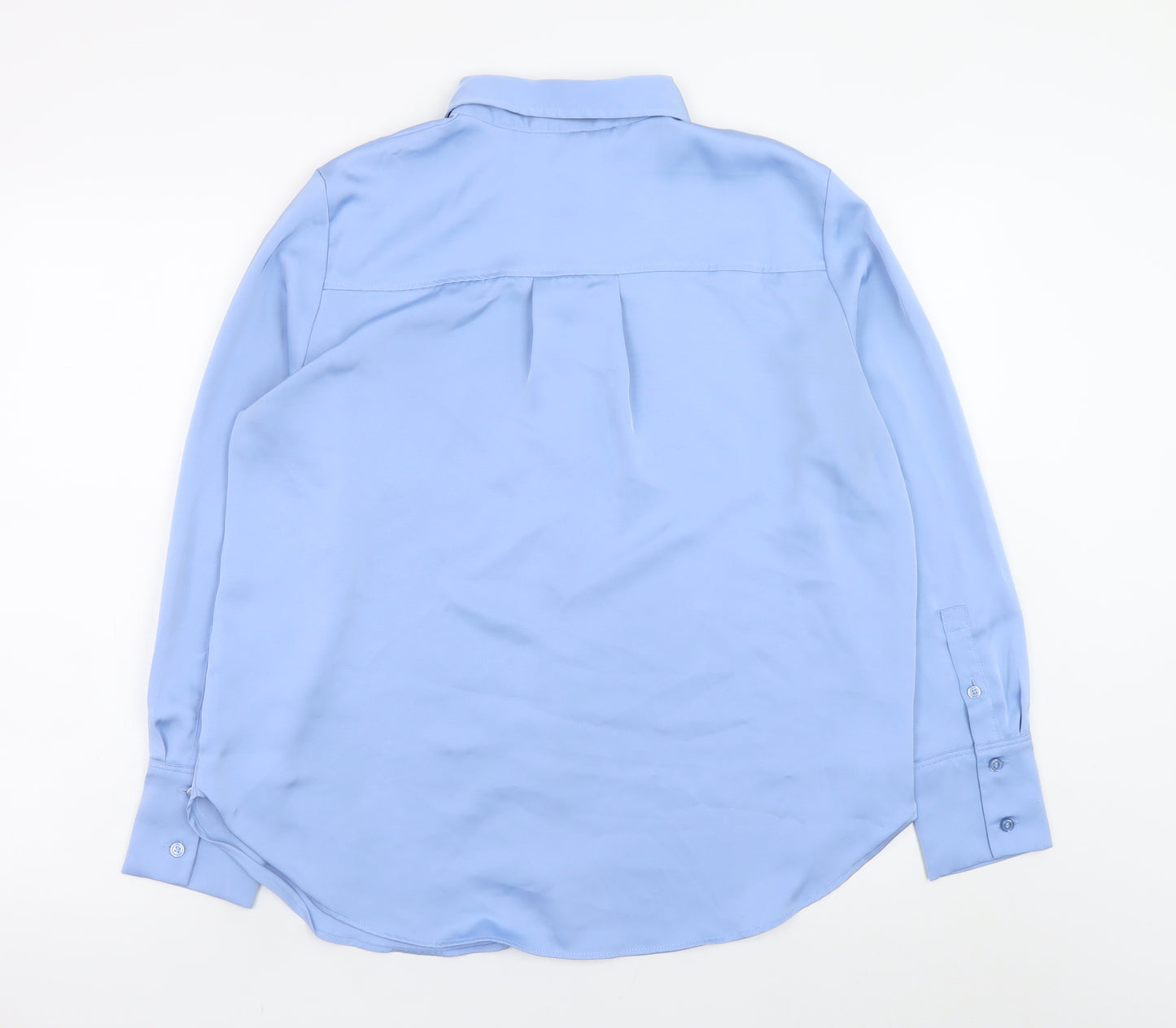 H&M Women Blue Long Sleeve Button-Up Collared Shirt Size 12