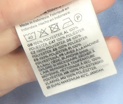 H&M Women Blue Long Sleeve Button-Up Collared Shirt Size 12