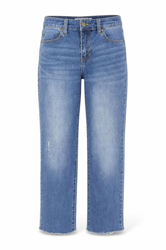 Front view of Liverpool Los Angeles women’s blue cropped stretch jeans, size UK 6
