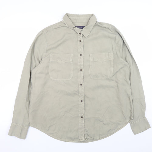 Marks and Spencer Women Beige Button-Up Lyocell Shirt Size 14