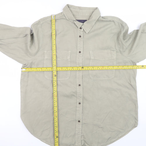 Marks and Spencer Women Beige Button-Up Lyocell Shirt Size 14