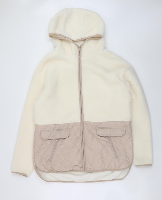 Dunnes Stores Women’s Beige Hooded Quilted Fleece Jacket Size S