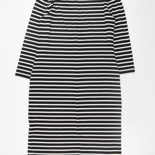 GAP Women’s Black Striped Shift Dress M 3/4 Sleeve Boat Neck