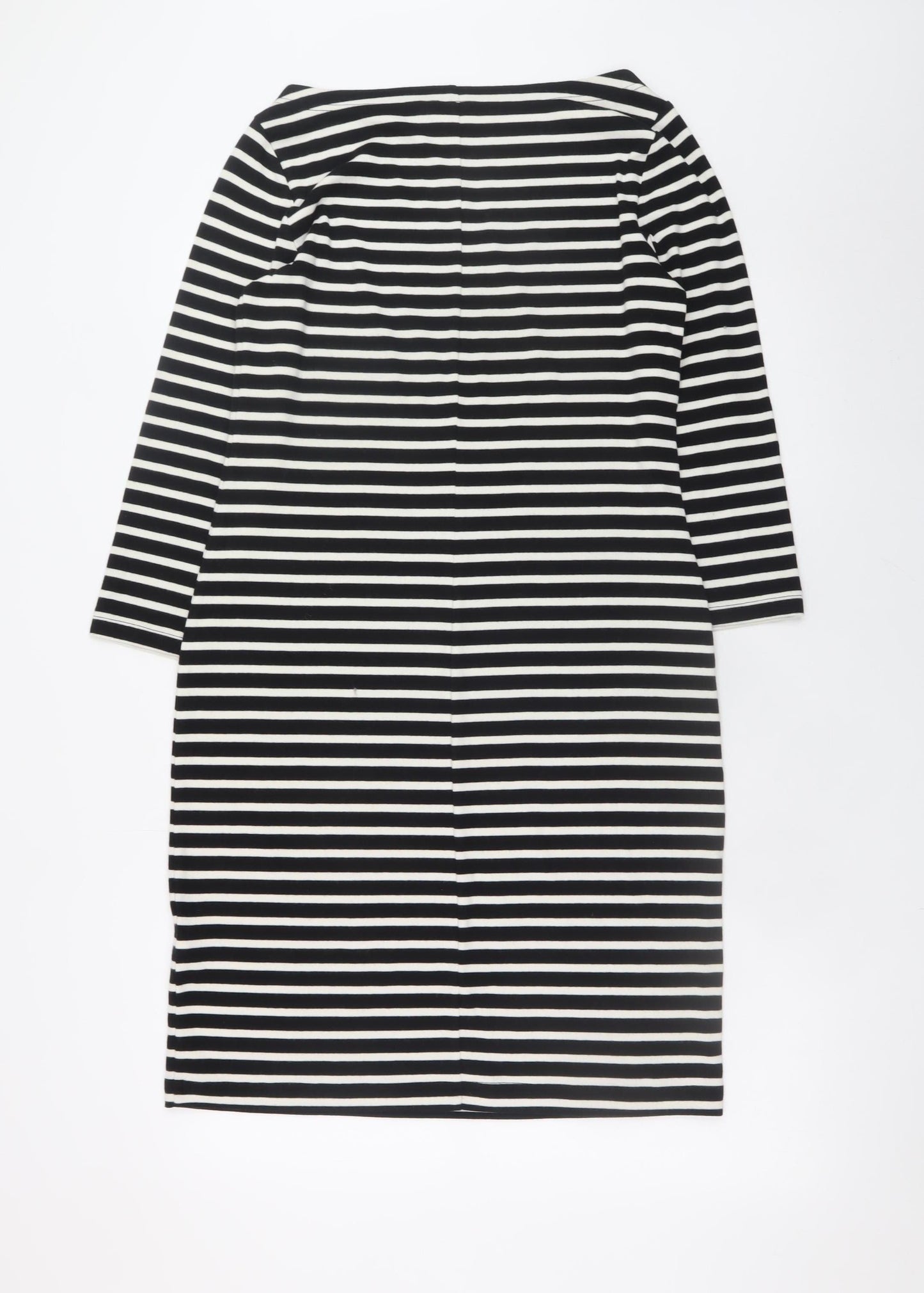 GAP Women’s Black Striped Shift Dress M 3/4 Sleeve Boat Neck