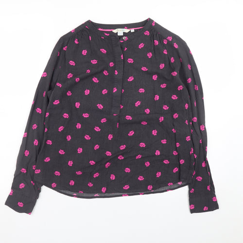 Boden Women’s Black Floral Long Sleeve Viscose Tunic Blouse UK 12