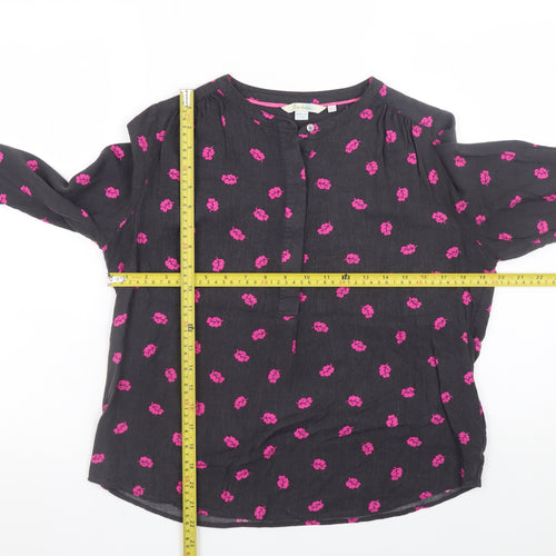 Boden Women’s Black Floral Long Sleeve Viscose Tunic Blouse UK 12