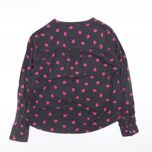 Boden Women’s Black Floral Long Sleeve Viscose Tunic Blouse UK 12