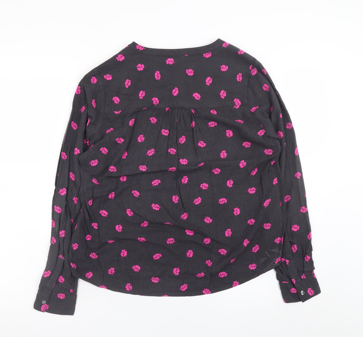Boden Women’s Black Floral Long Sleeve Viscose Tunic Blouse UK 12